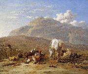Karel Dujardin Southern landscape with young shepherd and dog. Germany oil painting artist